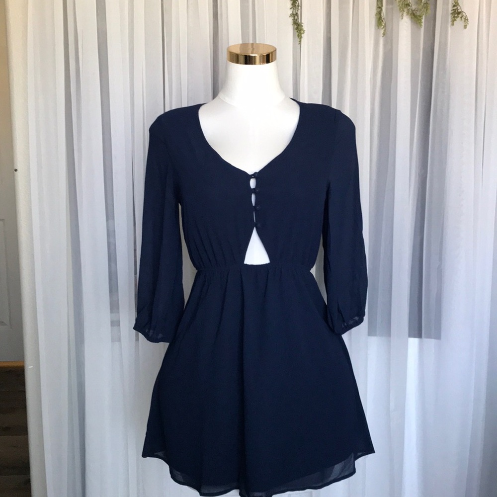 Dark Blue Short Button Up Dress